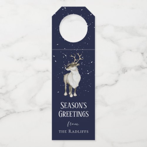 Winter Reindeer Personalized Holiday Bottle Hanger