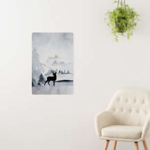 Winter Reindeer Rustic Gray Watercolor Foam Board