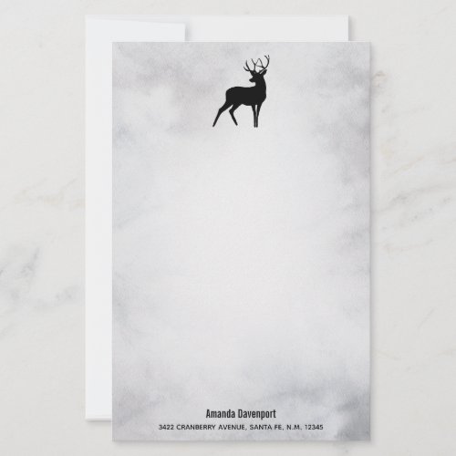 Winter Reindeer Rustic Gray Watercolor Stationery