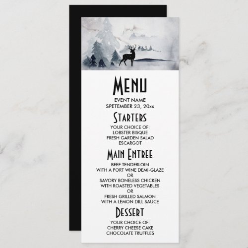 Winter Reindeer Rustic Watercolor Wedding Invitation