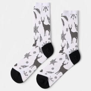 Winter Reindeer Snowflake Christmas Socks