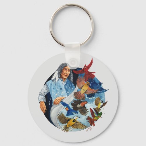 Winter Releasing The Birds Of Spr Ceramic Ornament Keychain