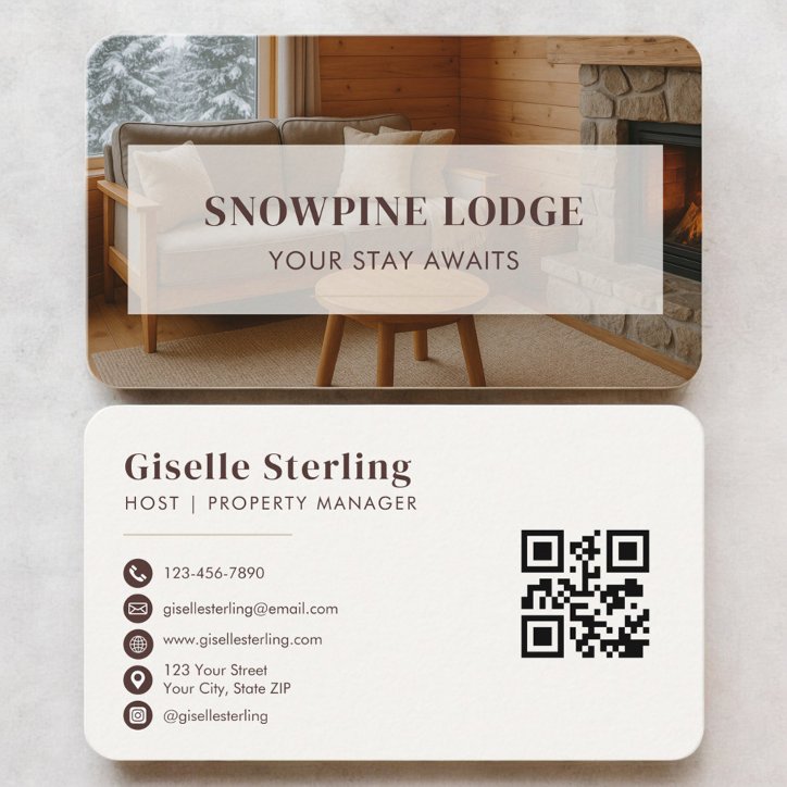 Winter Rental Property QR Code Business Card