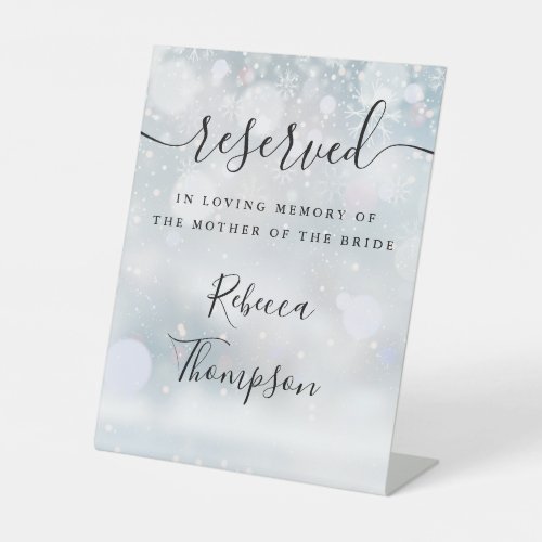 Winter Reserved Mother Of The Bride Memorial Pedestal Sign