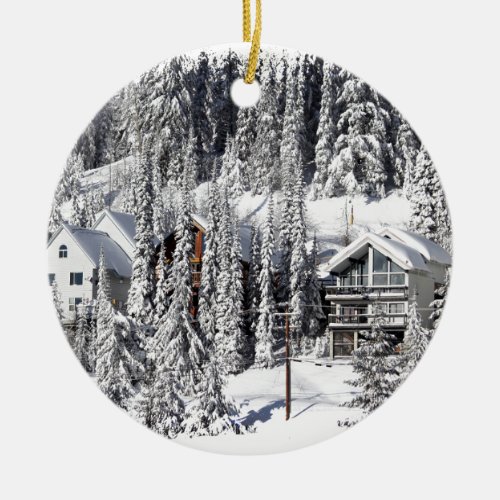 Winter Retreat _ Alpine Village Ceramic Ornament
