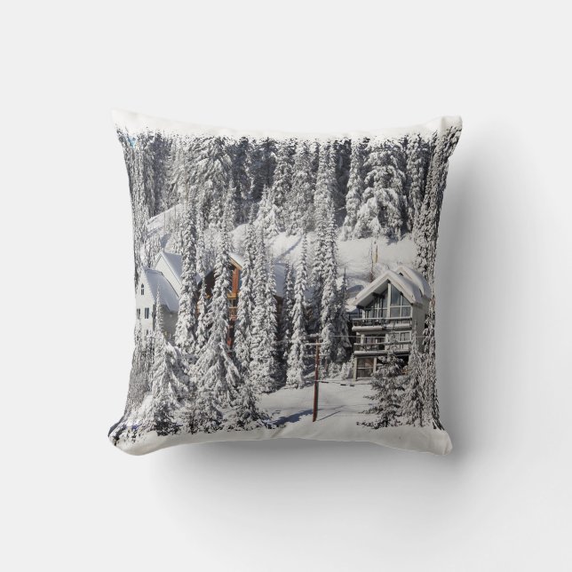 Winter Retreat - Alpine Village Throw Pillow (Front)
