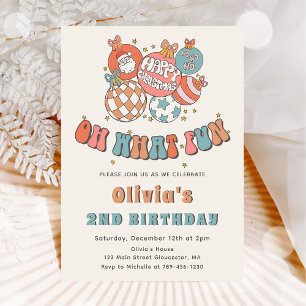 Winter Retro Santa Claus Christmas Birthday Party Invitation