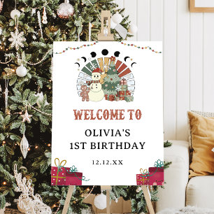 Winter Retro Snowman Christmas Birthday Welcome Foam Board