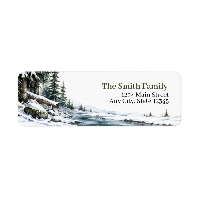Winter Return Address Labels | Snowy Forest Custom (Front)