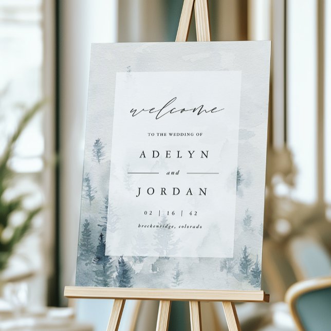 Winter Reverie | Blue Pine Wedding Welcome Sign (Creator Uploaded)