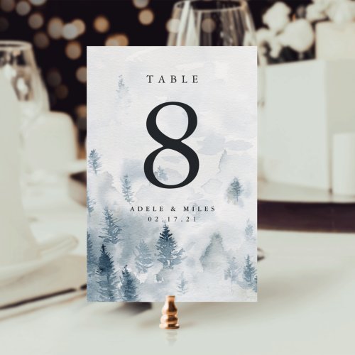 Winter Reverie  Personalized Table Number Card