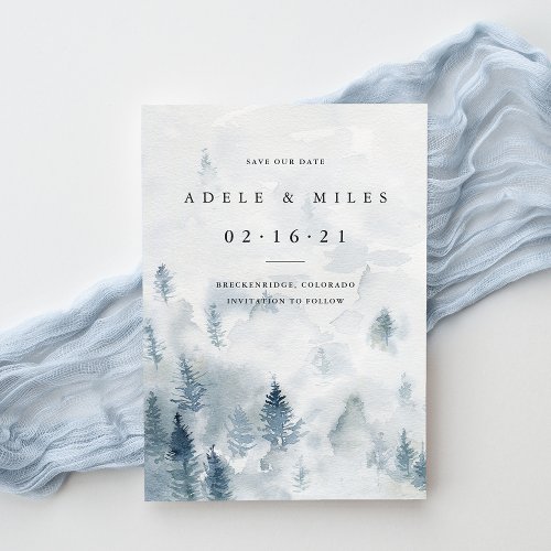 Winter Reverie  Watercolor Forest Save the Date