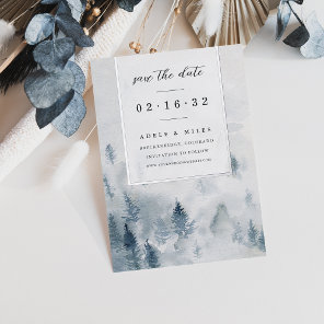 Winter Reverie | Watercolor Forest Save the Date Foil Invitation