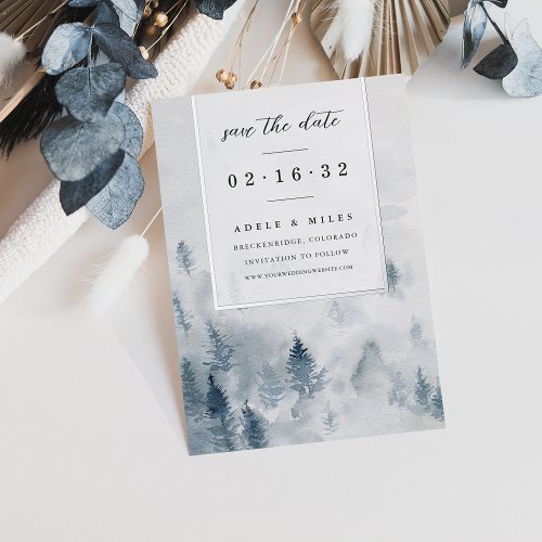 Winter Reverie  Watercolor Forest Save the Date Foil Invitation