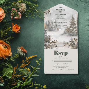 Winter Reverie Wedding All In One Invitation