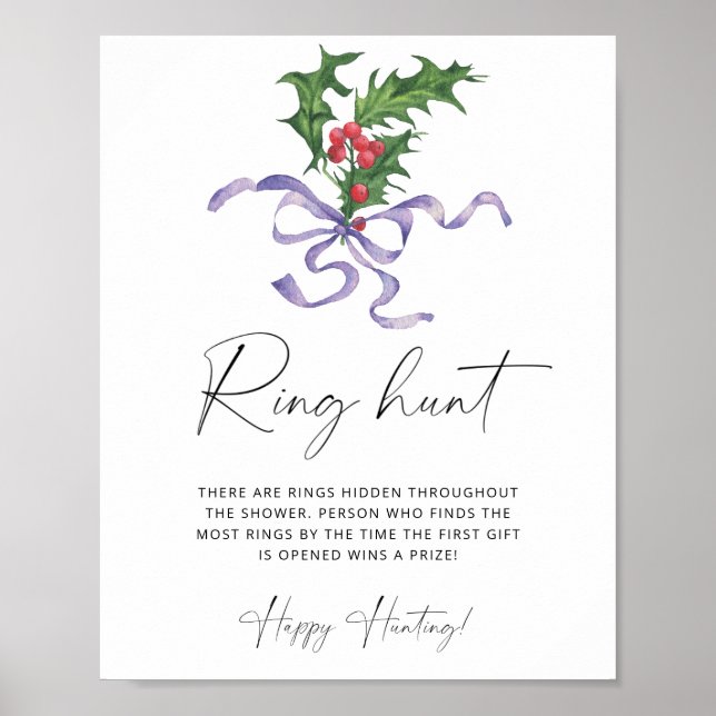 Winter ring hunt bridal shower game poster (Front)
