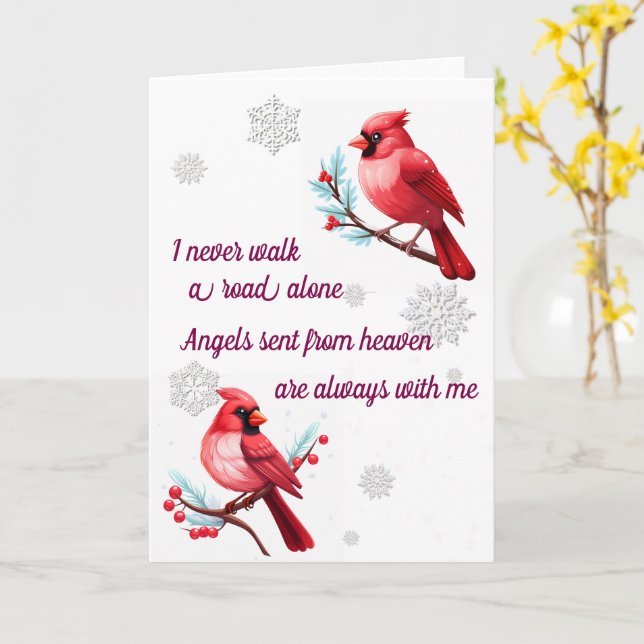 Winter road cardinals from Heaven Card (Yellow Flower)