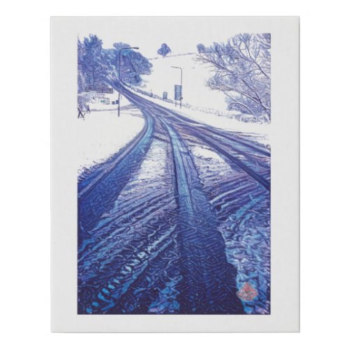 Winter road in Mid Wales Faux Canvas Print