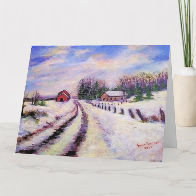 Winter Road orignal landscape Art Greeting Card (Front)