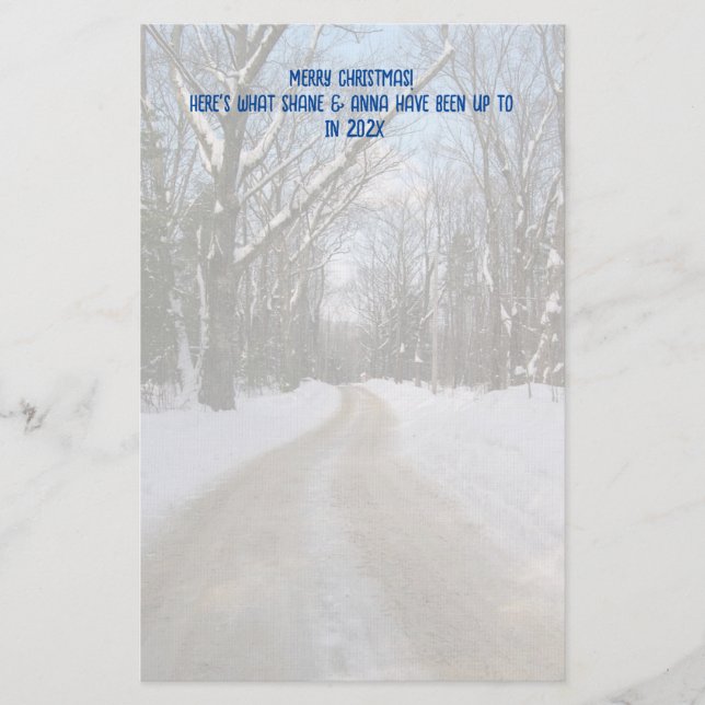 Winter Road Personalized Christmas Writing Paper (Front)