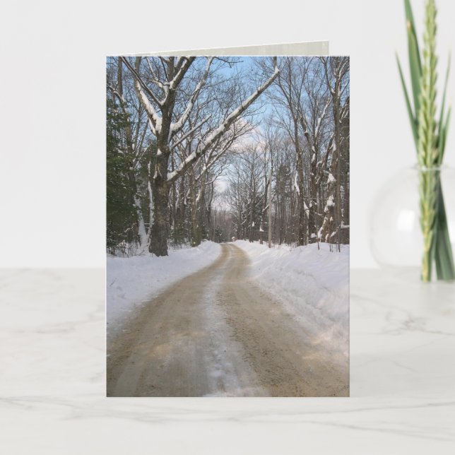 Winter Road Photography Greeting Card (Front)