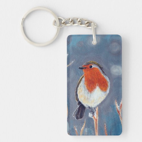 Winter Robin Painting Keychain