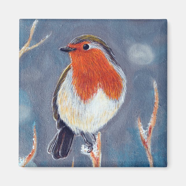 Winter Robin Painting Magnet (Front)