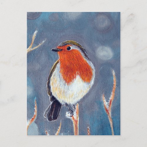 Winter Robin Painting Postcard
