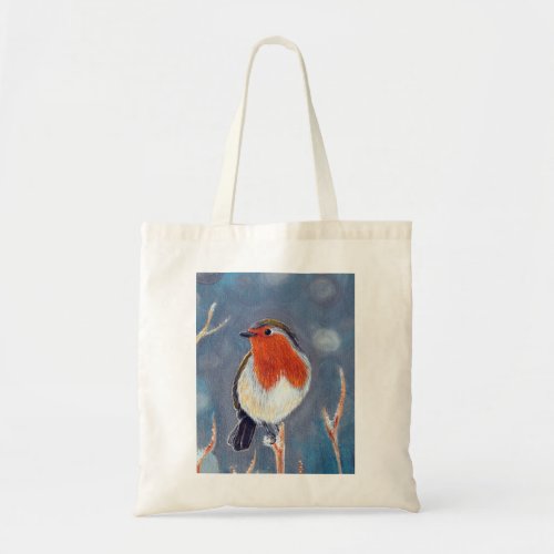 Winter Robin Painting Tote Bag