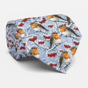 Winter Robins and Snowy Branches Neck Tie