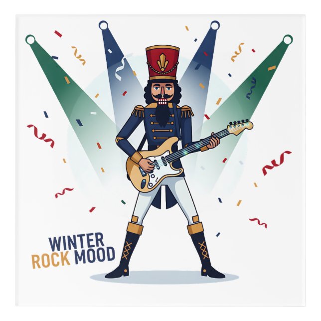 Winter Rock Mood – Nutcracker Guitarist Acrylic Print (Front)