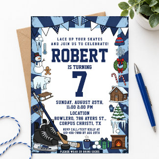 Winter Roller Skating Birthday Ice Skating Party Invitation