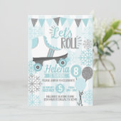 Winter Roller Skating Birthday Party Invitation (Standing Front)