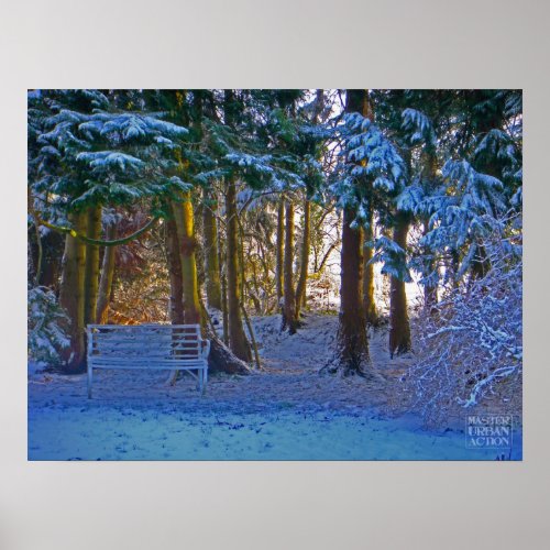 Winter romantic snow scene poster