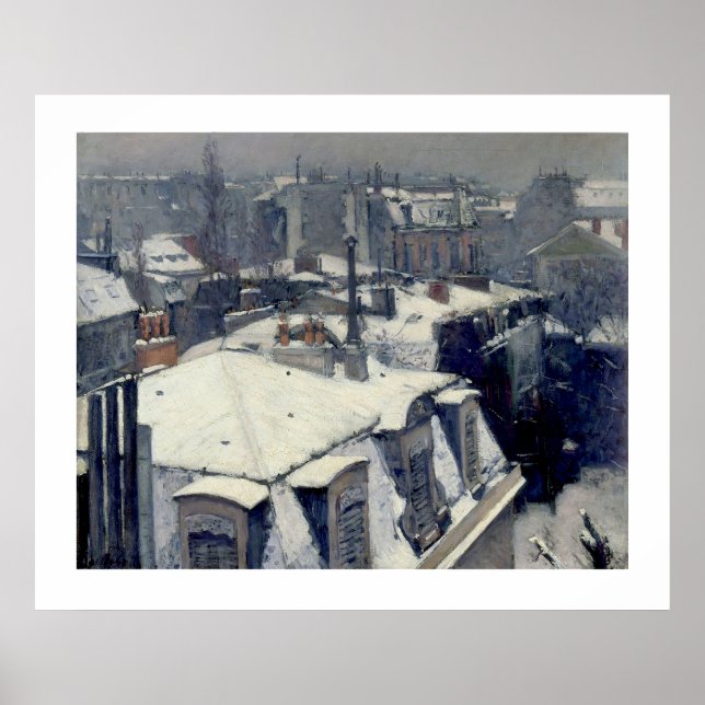 Winter Rooftops Paris Caillebotte Poster (Front)