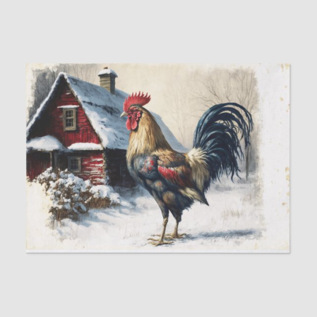 Winter Rooster Tissue Paper (Front)