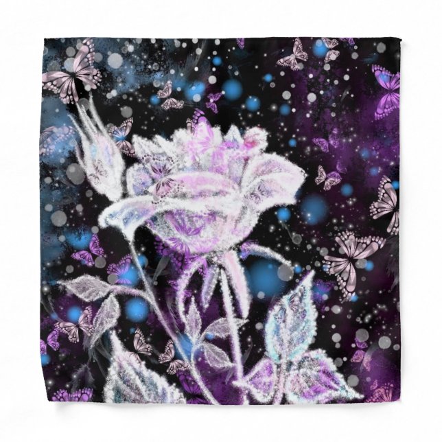 Winter Rose and Butterflies Bandana (Front)