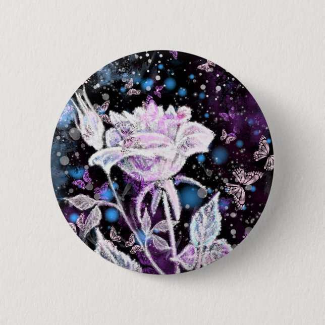 Winter Rose and Butterflies - Beautiful Button (Front)