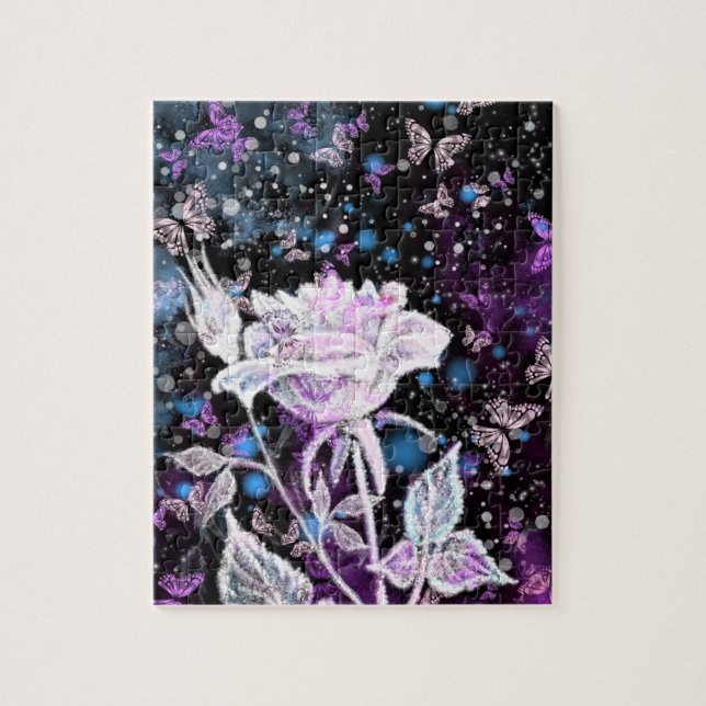 Winter Rose and Butterflies - Beautiful Jigsaw Puzzle (Vertical)