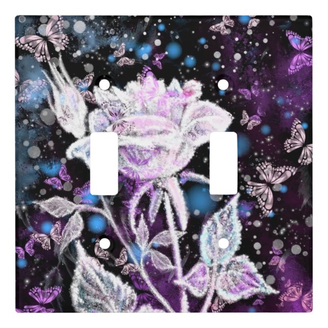 Winter Rose and Butterflies - Beautiful - Light Switch Cover (Front)