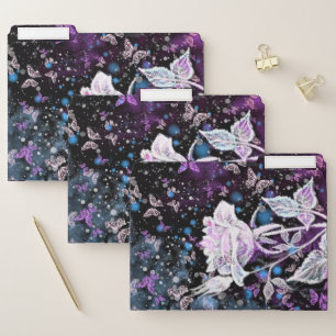 Winter Rose and Butterflies File Folders