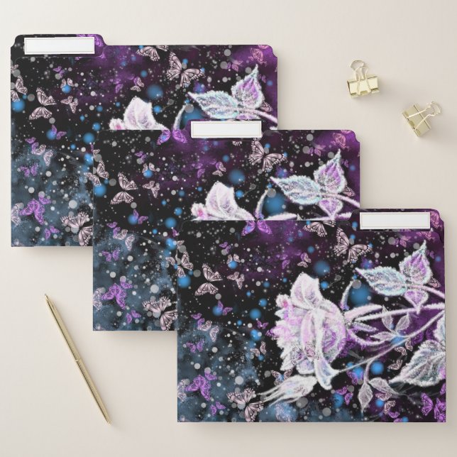 Winter Rose and Butterflies File Folders (Set)