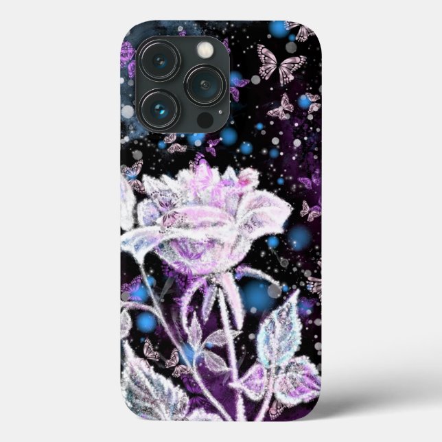 Winter Rose and Butterflies iPhone Case (Back)