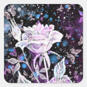 Winter Rose and Butterflies Sticker