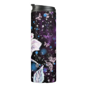 Winter Rose and Butterflies Thermal Tumbler