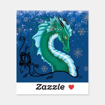 Winter Rose Dragon Sticker by tigressdragon at Zazzle