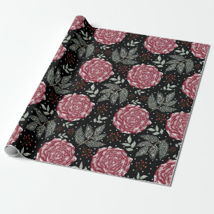 Winter Rose Flower Wrapping Paper
