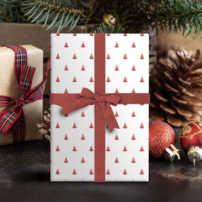 Winter Rose Gold And White Christmas Tree Holiday Wrapping Paper (Winter Rose Gold And White Christmas Tree Holiday Wrapping Paper)