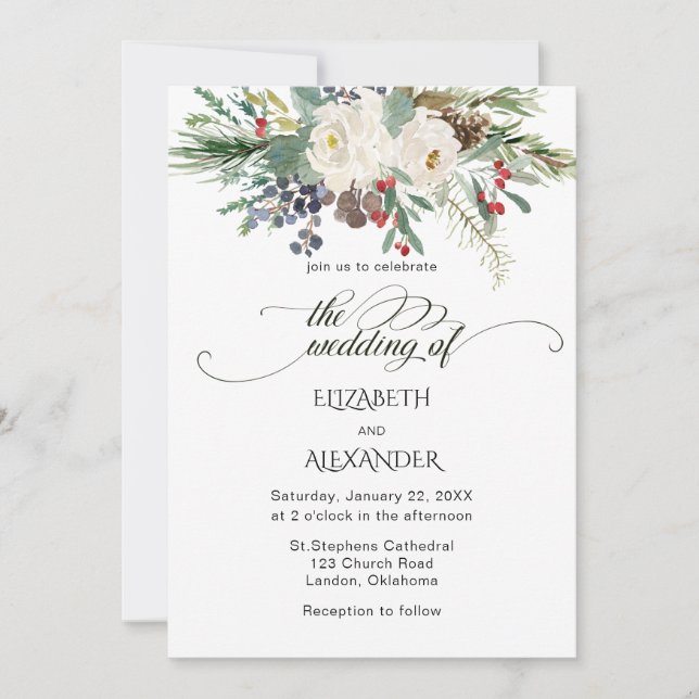 Winter Rose Pinery Invitation (Front)