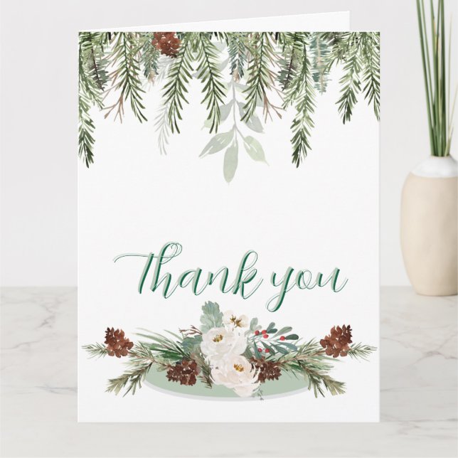 Winter Rose Pinery Monogram Thank You Card (Front)